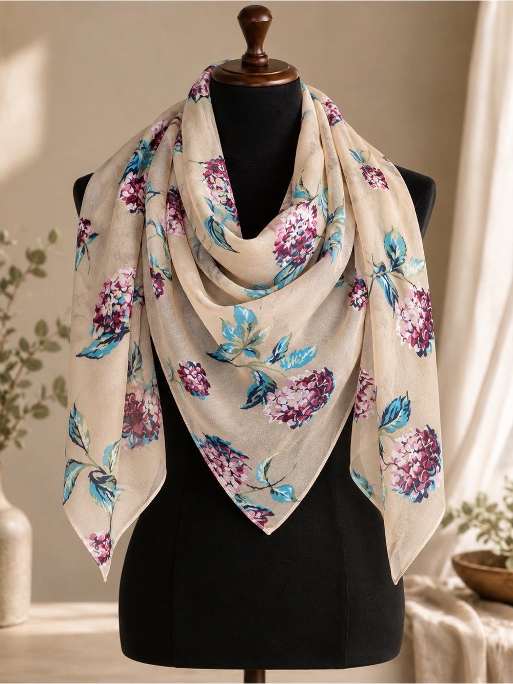 Vintage Laura Ashley Floral Scarf Made in Italy Elegant Romantic Print